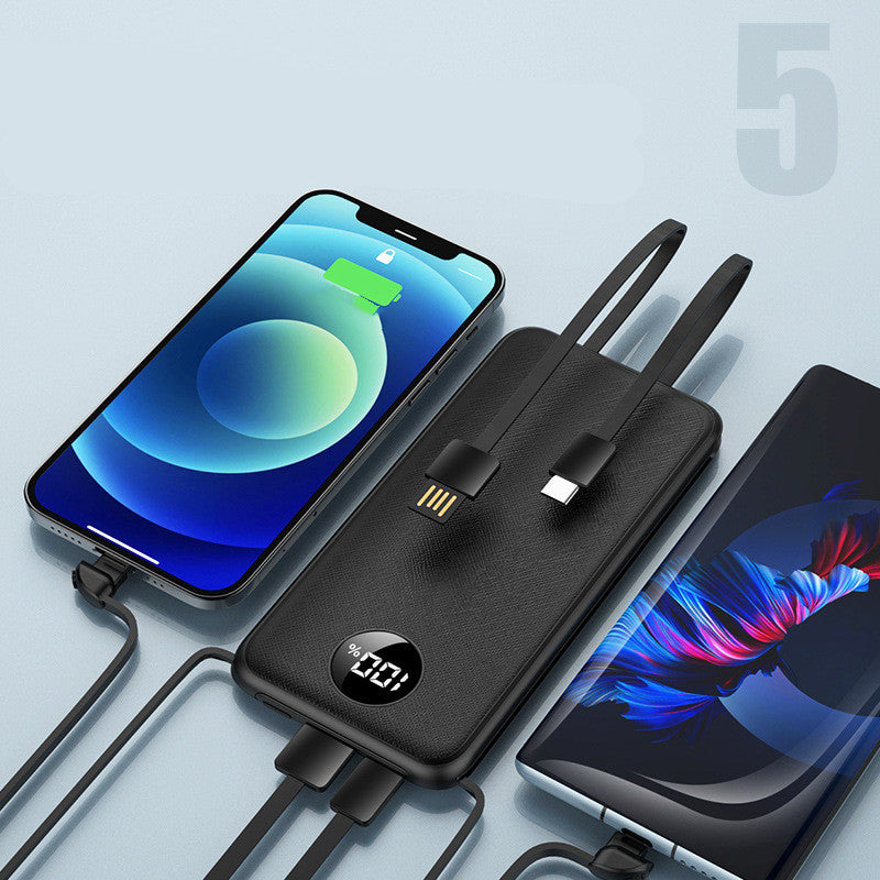 Three-In-One Fast Charging Mobile Power Bank With Large Capacity And Self-Contained Line