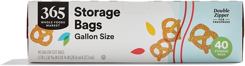 365 by Whole Foods Market, Gallon Double Zipper Storage Bag, 40 Count