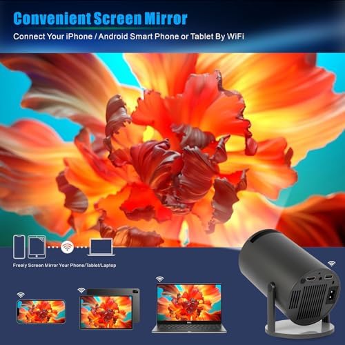 Mini Projector,HY300 Pro Smart Projector,4K Projector with Wifi 6 and Bluetooth 5,Portable Projector with Android 11