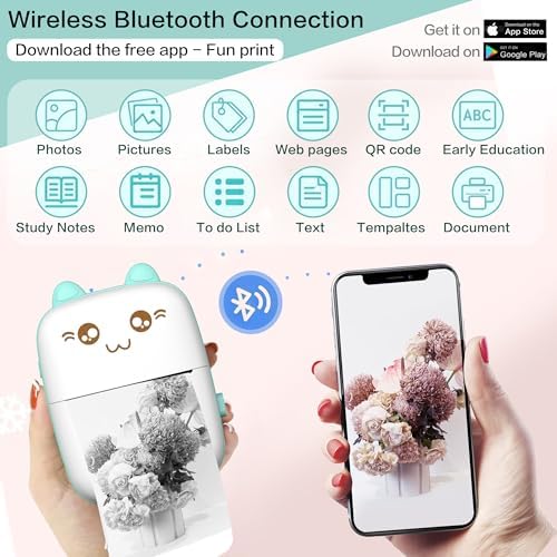 Mini Portable Wireless Smart Inkless Printer 57mm Thermal Paper Printer
