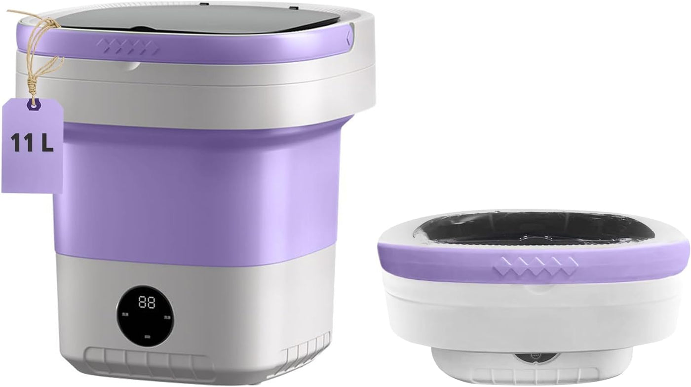 Fancy Portable Mini Washer - 11L Capacity, Foldable, Deep Cleaning, Purple