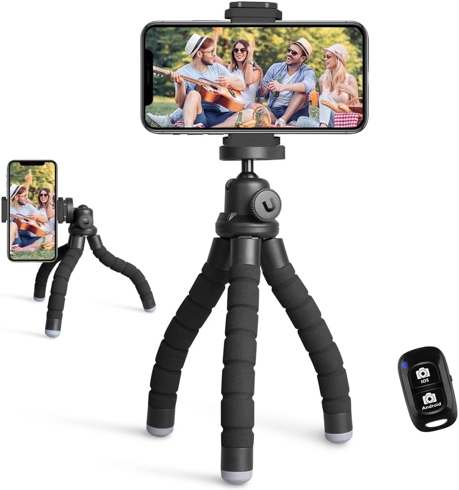 Ubeesize Phone Tripod - Portable, Flexible, Wireless Remote, Black