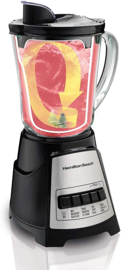 Hamilton Beach Power Elite Wave Action blender-for Shakes & Smoothies, Puree, Crush Ice, 40 Oz Glass Jar, 12 Functions, Stainless Steel Ice Sabre-Blades, Black (58148A)
