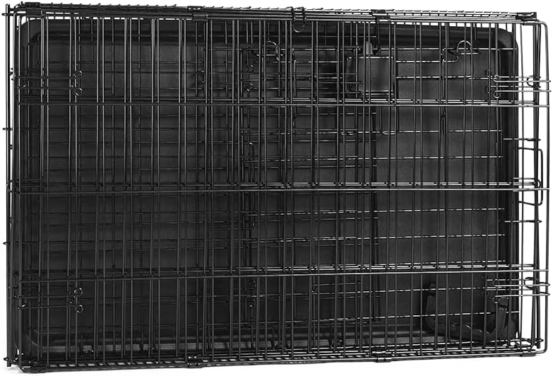 Foldable Metal Wire Dog Crate - 30x19x21 Inches, Divider, Single Door, Black