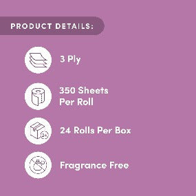 100% Bamboo 3-Ply Toilet Paper, Unscented, 24 Rolls, FSC Certified, 350 Sheets, 8400 Count, Pack of 24, Plastic-Free