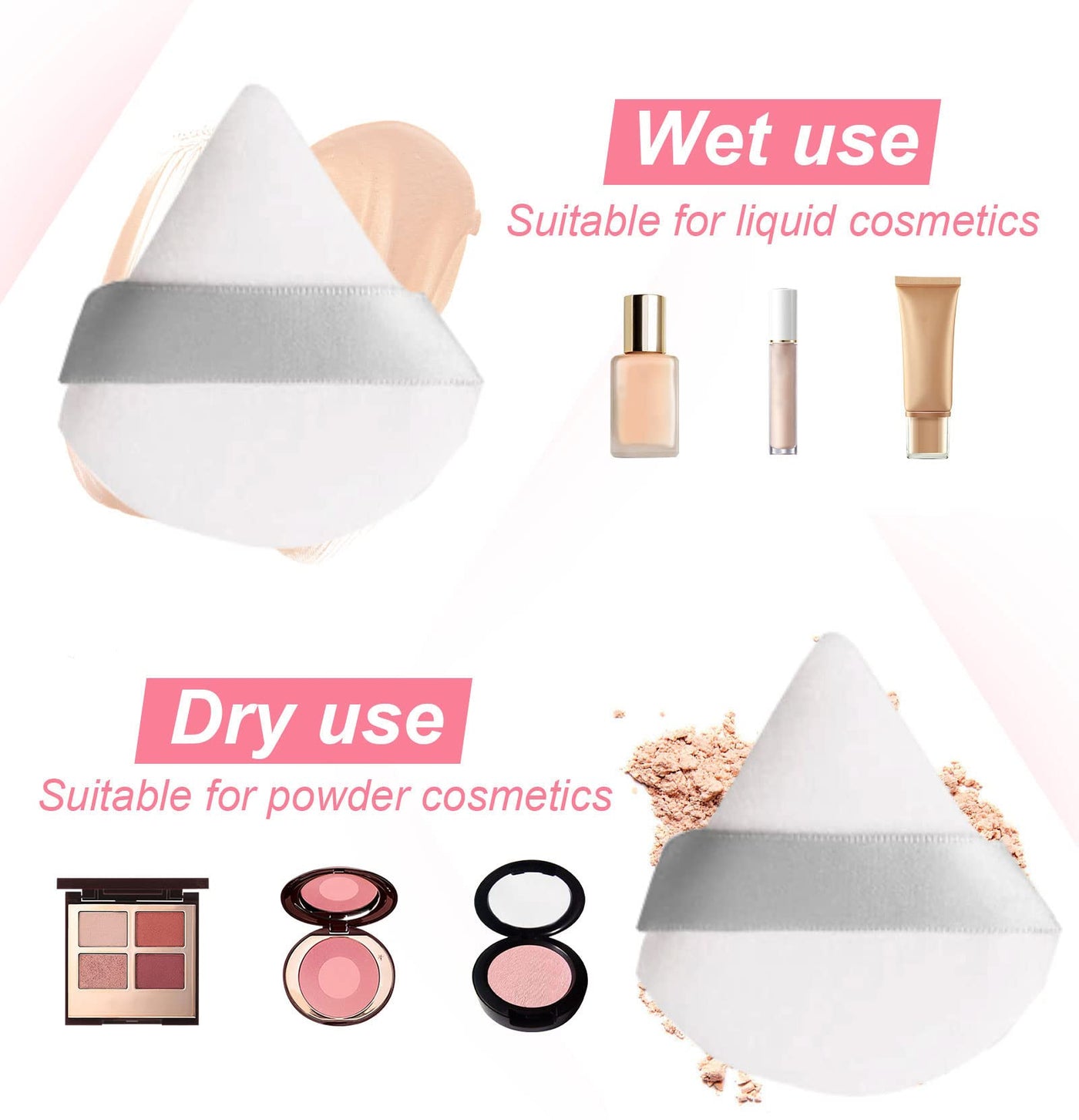 8 Pieces Triangle Powder Puff Face Soft Triangle Makeup Puff Velour Cosmetic Foundation Blender Sponge Beauty Makeup Tools