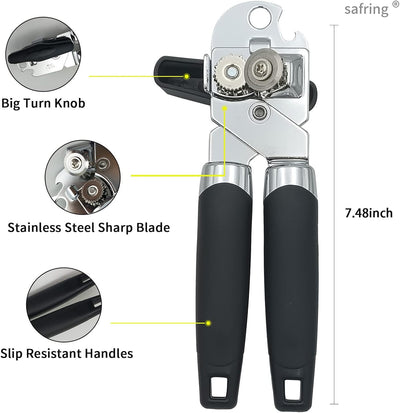 Manual Stainless Steel Can Opener - Heavy Duty, Comfortable Handle, Sharp Blade, Multifunctional