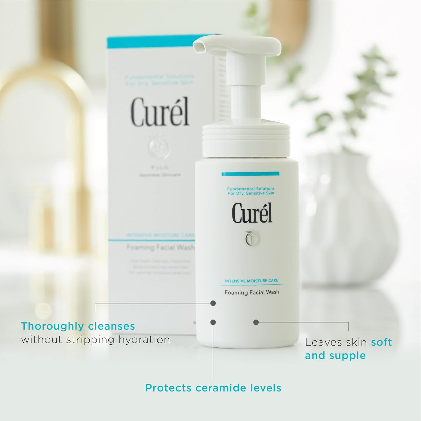 Curel Foaming Daily Face Wash - Sensitive Skin Care, Hydrating Cleanser, pH-Balanced, 5 oz