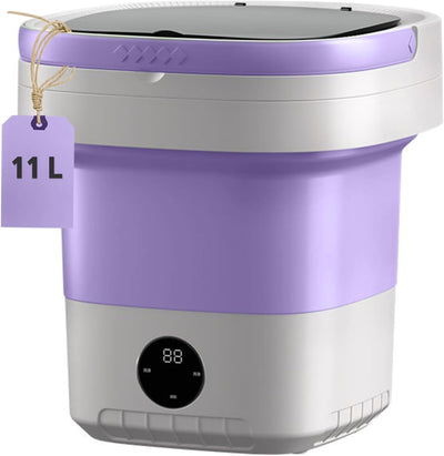 Fancy Portable Mini Washer - 11L Capacity, Foldable, Deep Cleaning, Purple
