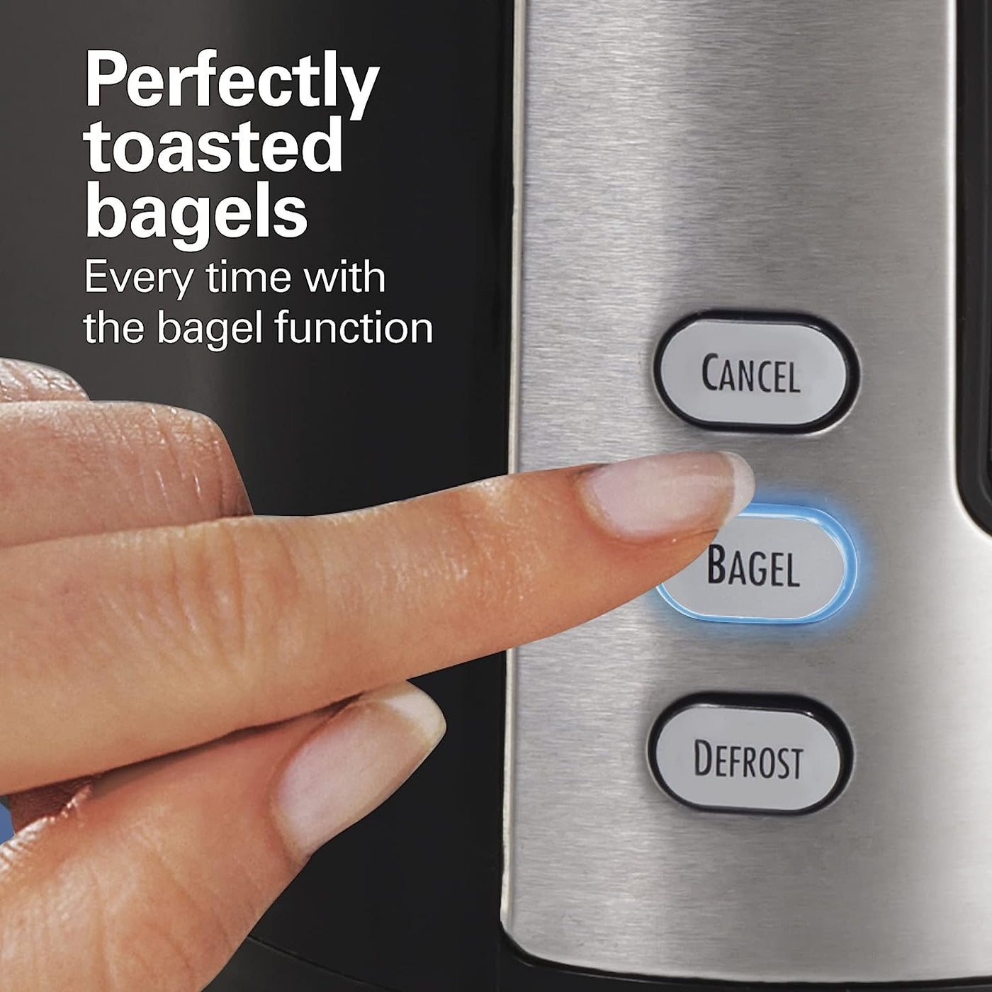 Hamilton Beach 2-Slice Toaster - Wide Slots, Bagel & Defrost Settings, Black & Stainless Steel (22633)