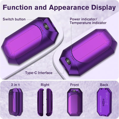 Rechargeable Hand Warmers 2-Pack - Portable USB Pocket Heater, Winter Gift for Outdoor Activities