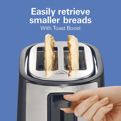 Hamilton Beach 2-Slice Toaster - Wide Slots, Bagel & Defrost Settings, Black & Stainless Steel (22633)
