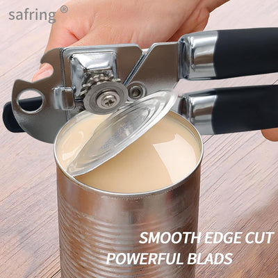 Manual Stainless Steel Can Opener - Heavy Duty, Comfortable Handle, Sharp Blade, Multifunctional