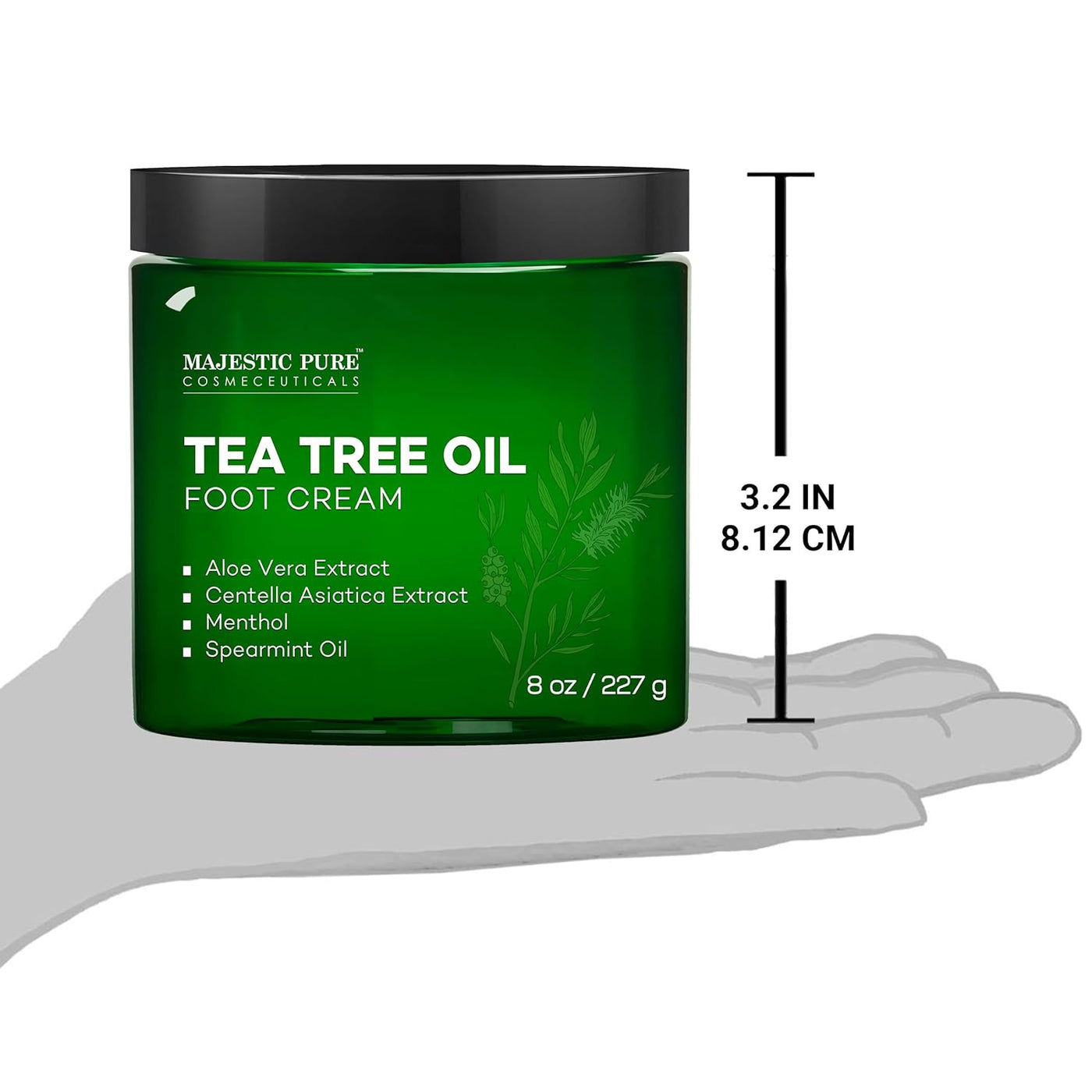 MAJESTIC PURE Athlete's Foot Cream - Tea Tree Oil, Aloe, Spearmint, 8 o