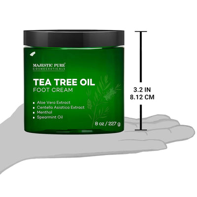 MAJESTIC PURE Athlete's Foot Cream - Tea Tree Oil, Aloe, Spearmint, 8 o
