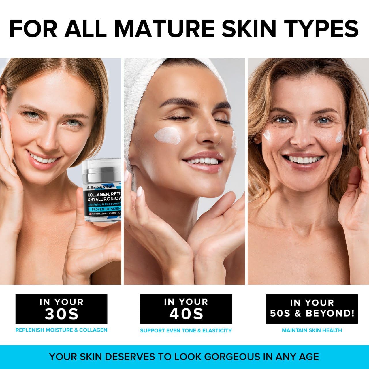 SimplyVital Collagen Face Moisturizer - Anti-Aging Day & Night Cream, 1.7oz