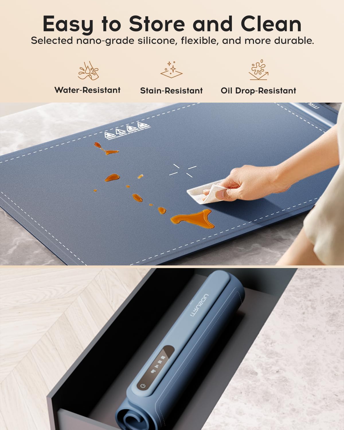 iTRUSOU Electric Warming Tray - Full Surface Heating,Rollable & Portable,Premium Silicone Nano-Material,3 Temperature Settings,Auto Shut-Off -Versatile Food Warmer for Gatherings,Parties,Everyday Use