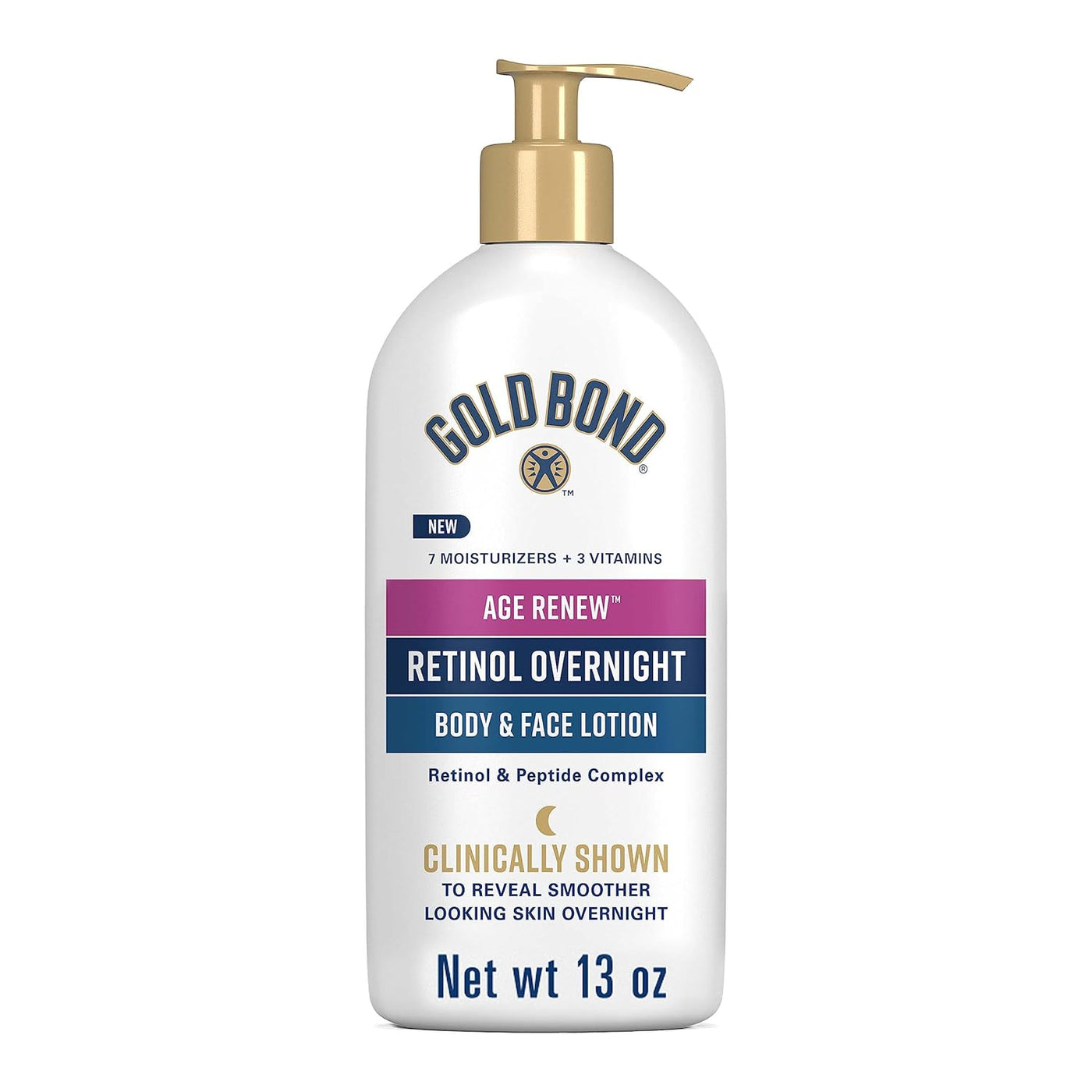 Gold Bond Retinol Overnight Lotion - Age Renew, Peptide Complex - 13 oz.