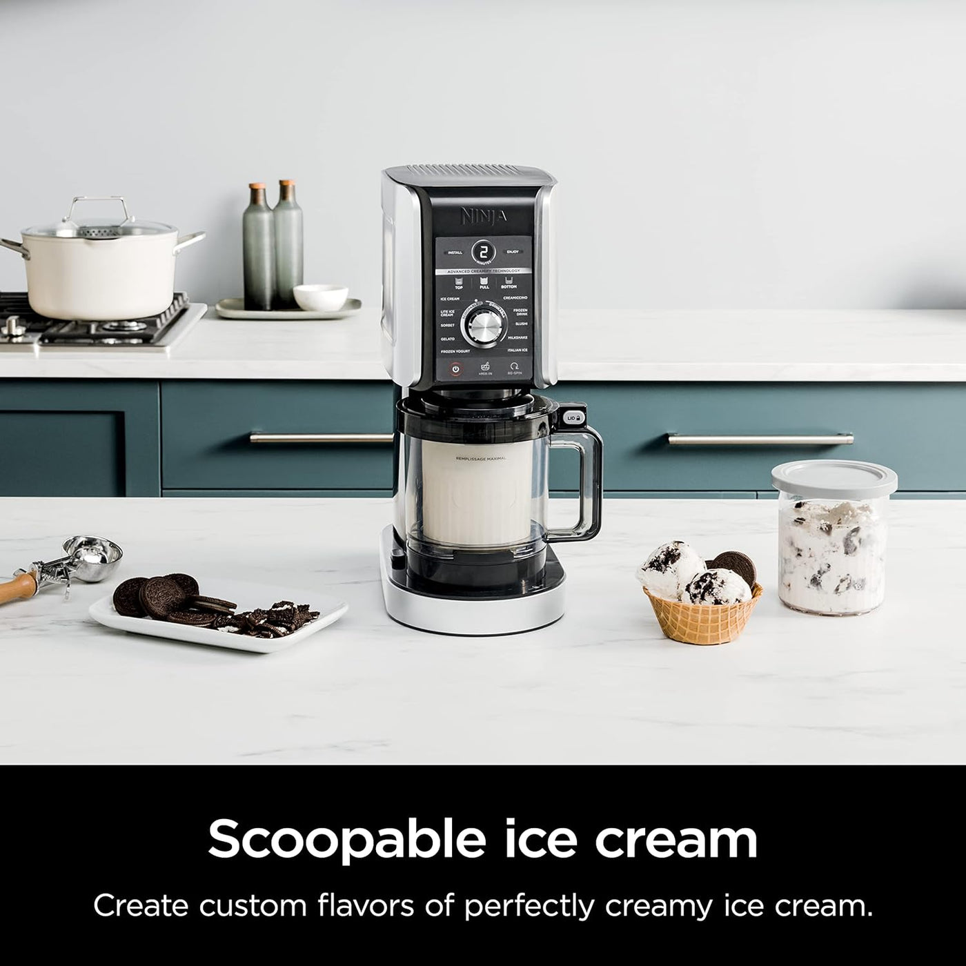 Ninja NC501 CREAMi Deluxe 11-in-1 Frozen Treat Maker - 11 Programs, Silver, 2 Pints