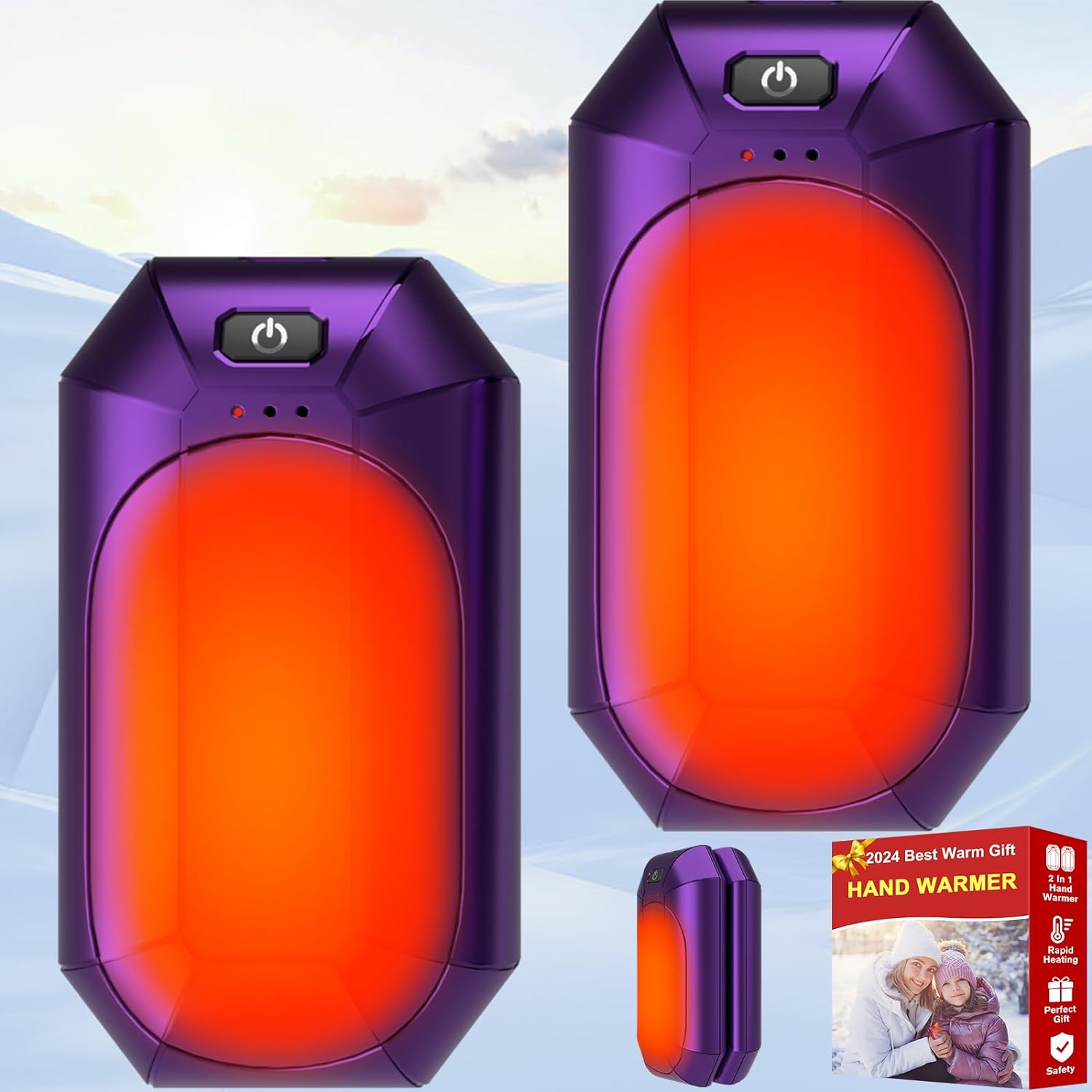 Rechargeable Hand Warmers 2-Pack - Portable USB Pocket Heater, Winter Gift for Outdoor Activities