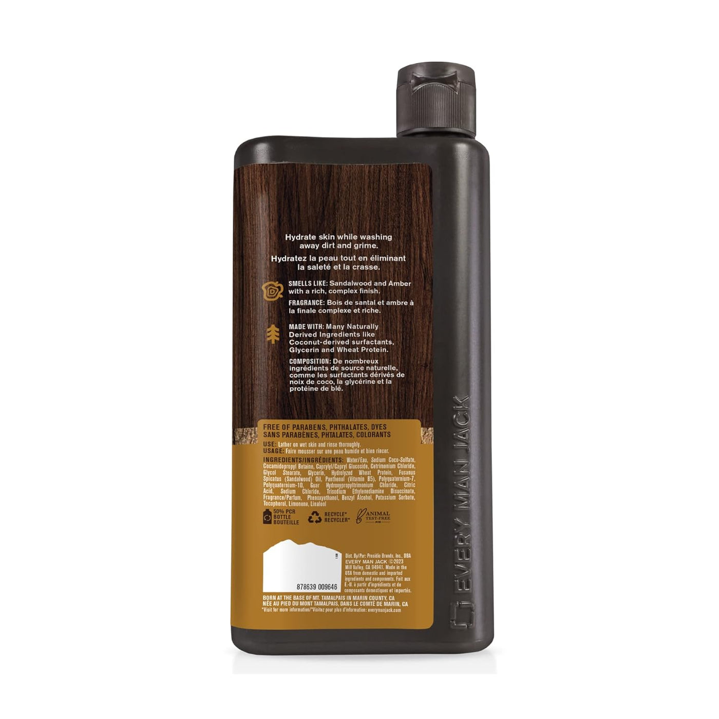 Every Man Jack 2-in-1 Shampoo + Conditioner - Amber + Sandalwood, 24oz, All Hair Types, Cruelty-Free