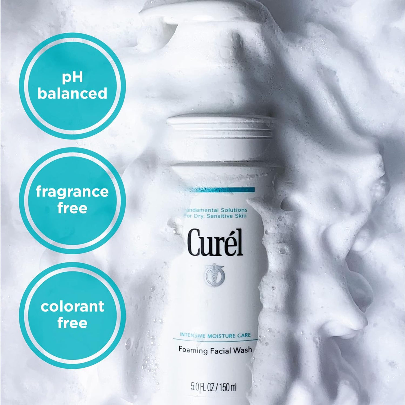 Curel Foaming Daily Face Wash - Sensitive Skin Care, Hydrating Cleanser, pH-Balanced, 5 oz