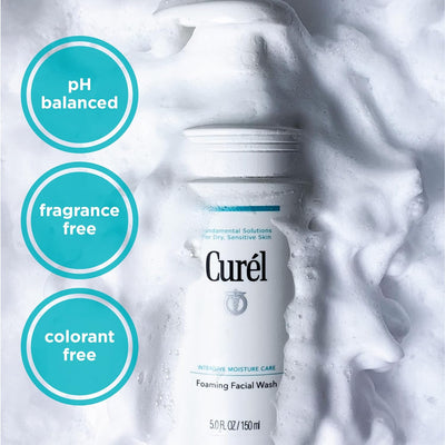 Curel Foaming Daily Face Wash - Sensitive Skin Care, Hydrating Cleanser, pH-Balanced, 5 oz