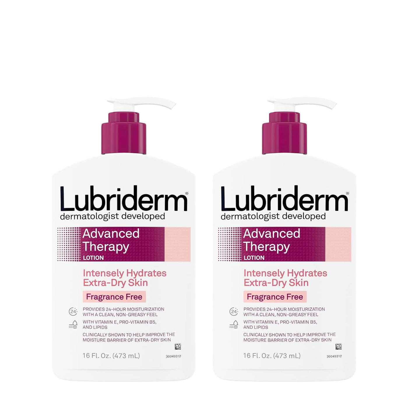 Lubriderm Advanced Therapy Lotion with Vitamins E and B5 - Deep Hydration, Non-Greasy, 16 fl. oz (Pack of 2)