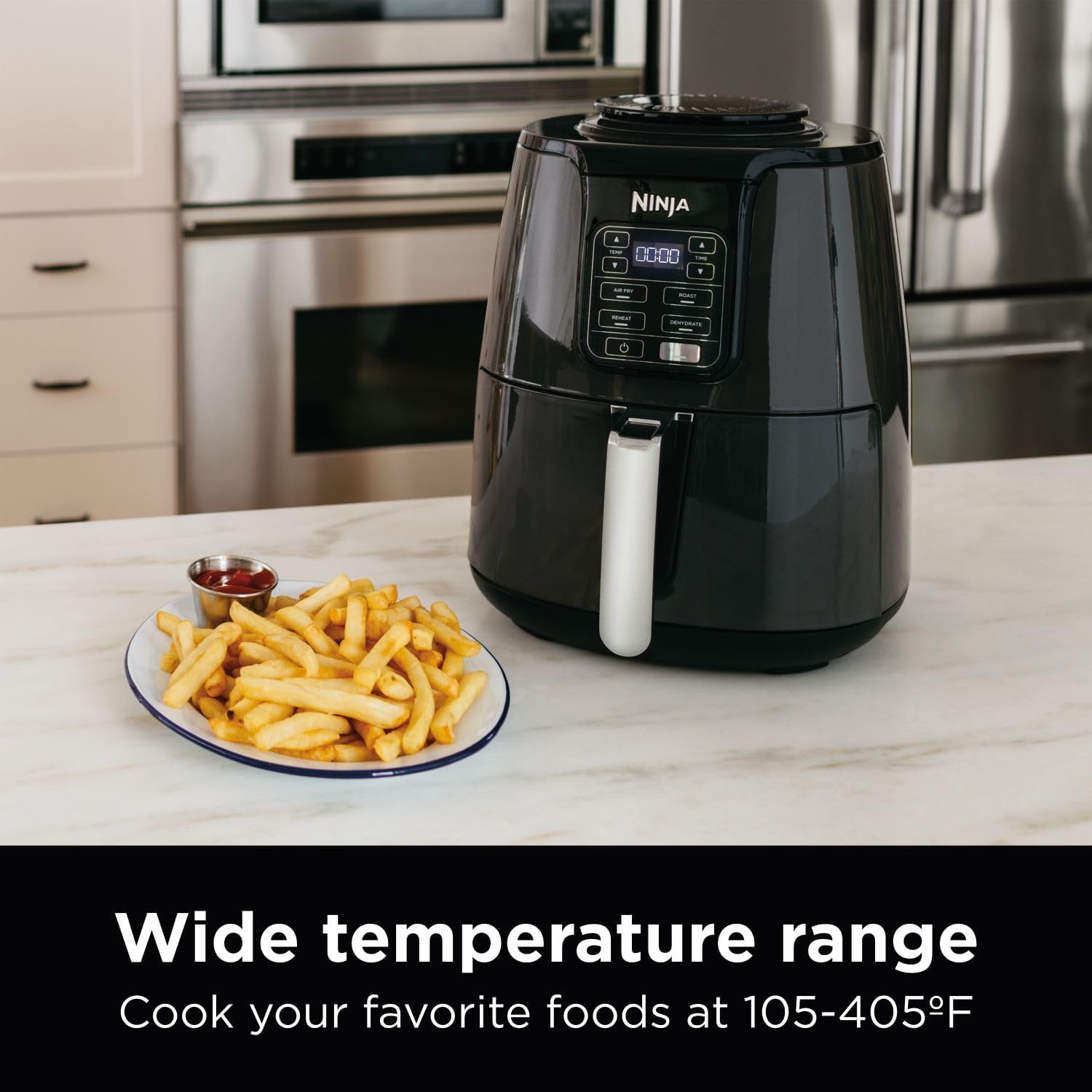 Ninja AF101 Air Fryer that Crisps, Roasts, Reheats, & Dehydrates, for Quick, Easy Meals, 4 Quart Capacity, & High Gloss Finish, Grey, Pre-Owned