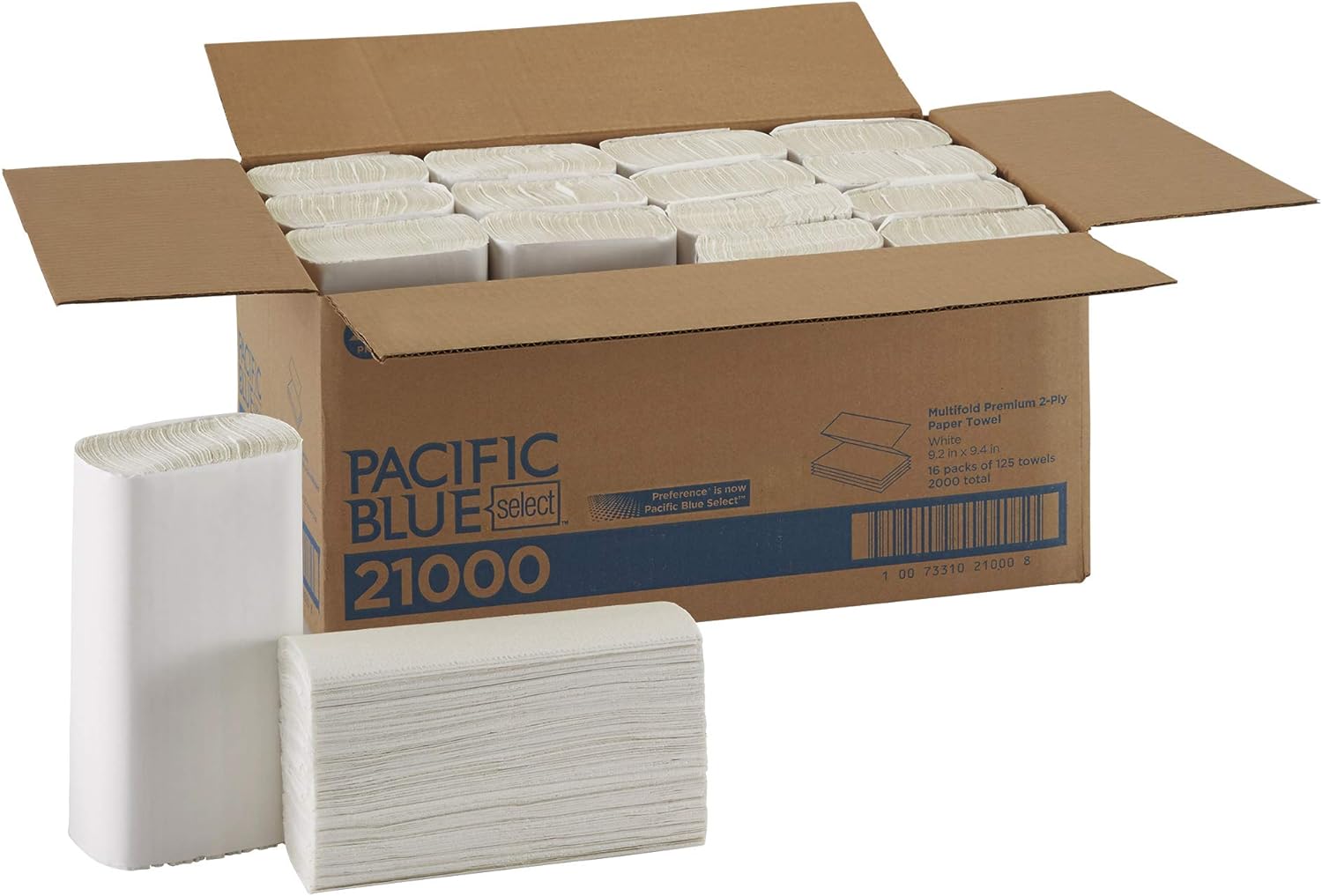 Pacific Blue Select Multifold Premium 2-Ply Paper Towels by GP PRO (Georgia-Pacific), White, 21000, 125 Paper Towels Per Pack, 16 Packs Per Case