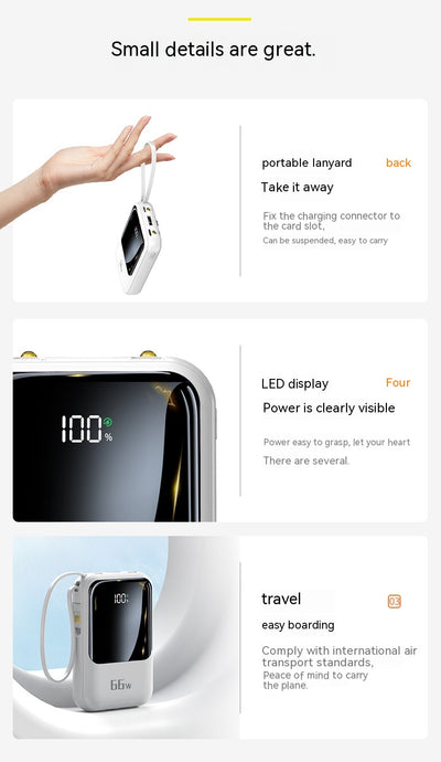 With Cable Power Bank 66W Bidirectional Super Fast Charge
