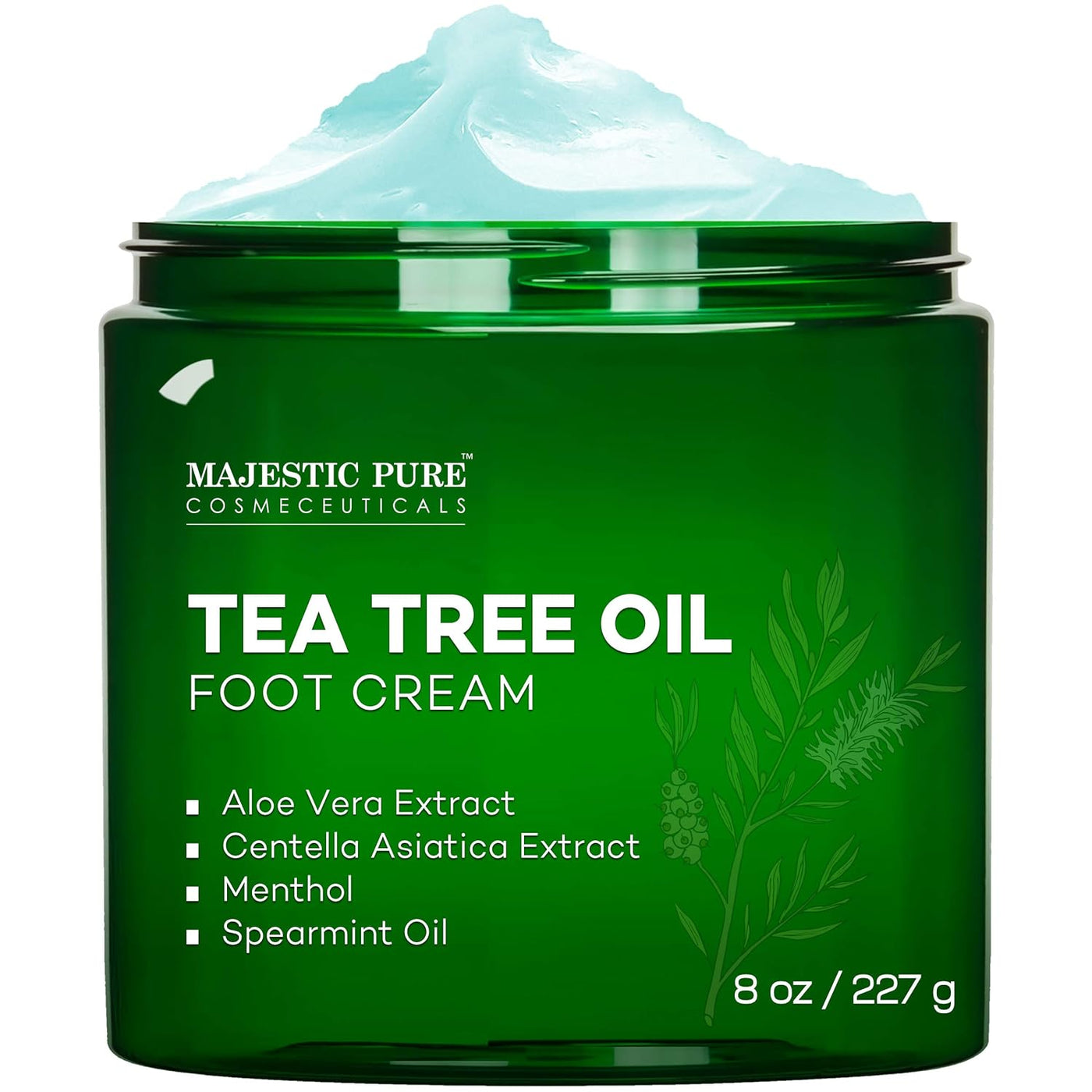 MAJESTIC PURE Athlete's Foot Cream - Tea Tree Oil, Aloe, Spearmint, 8 o