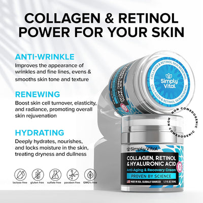 SimplyVital Collagen Face Moisturizer - Anti-Aging Day & Night Cream, 1.7oz
