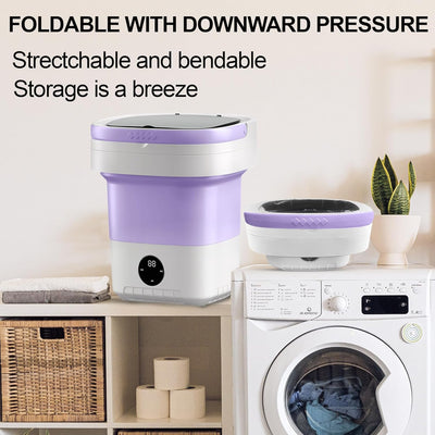 Fancy Portable Mini Washer - 11L Capacity, Foldable, Deep Cleaning, Purple
