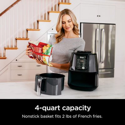Ninja AF101 Air Fryer that Crisps, Roasts, Reheats, & Dehydrates, for Quick, Easy Meals, 4 Quart Capacity, & High Gloss Finish, Grey, Pre-Owned