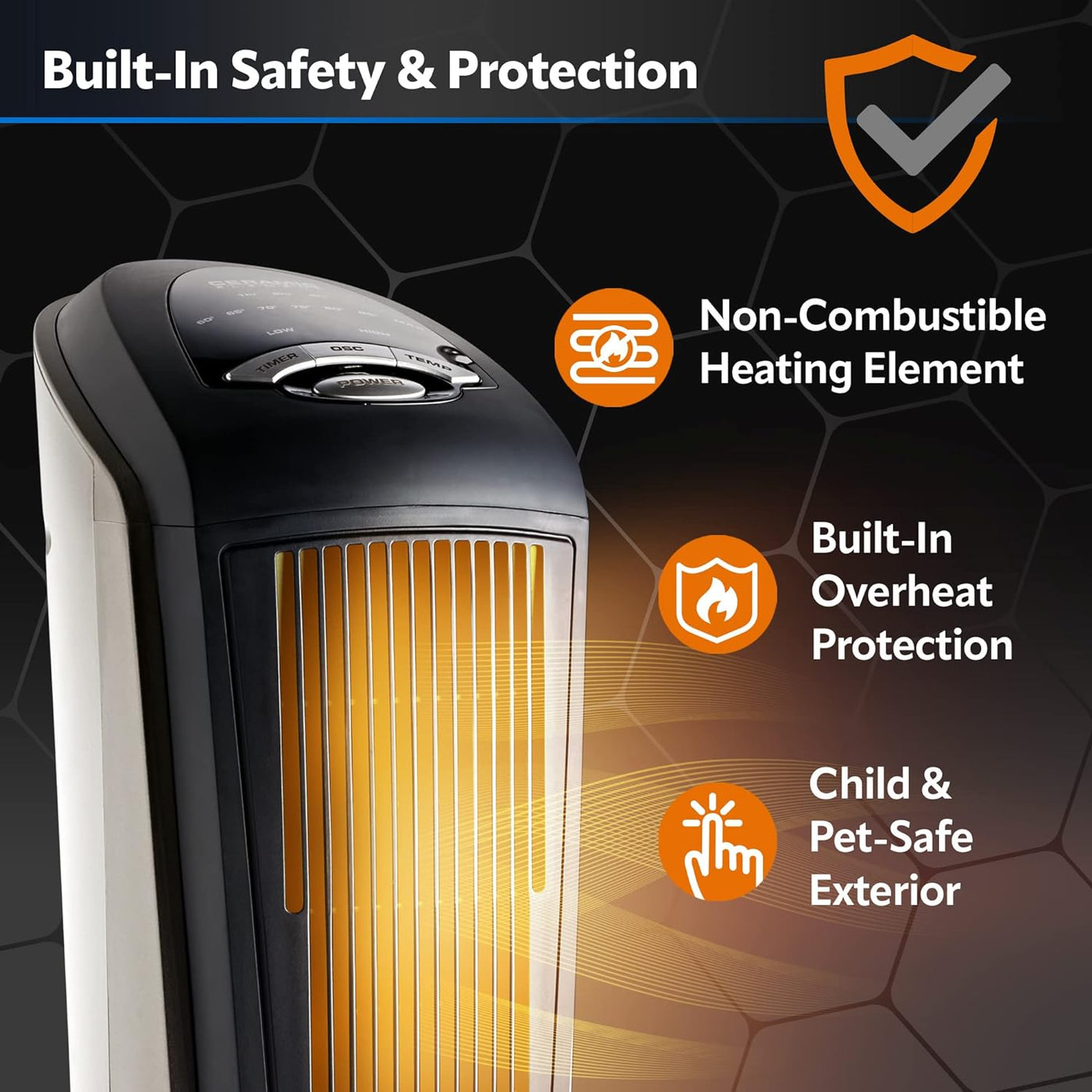 Lasko Oscillating Ceramic Tower Space Heater for Home , 22.5 Inches, Grey/Black, 1500W, 751320
