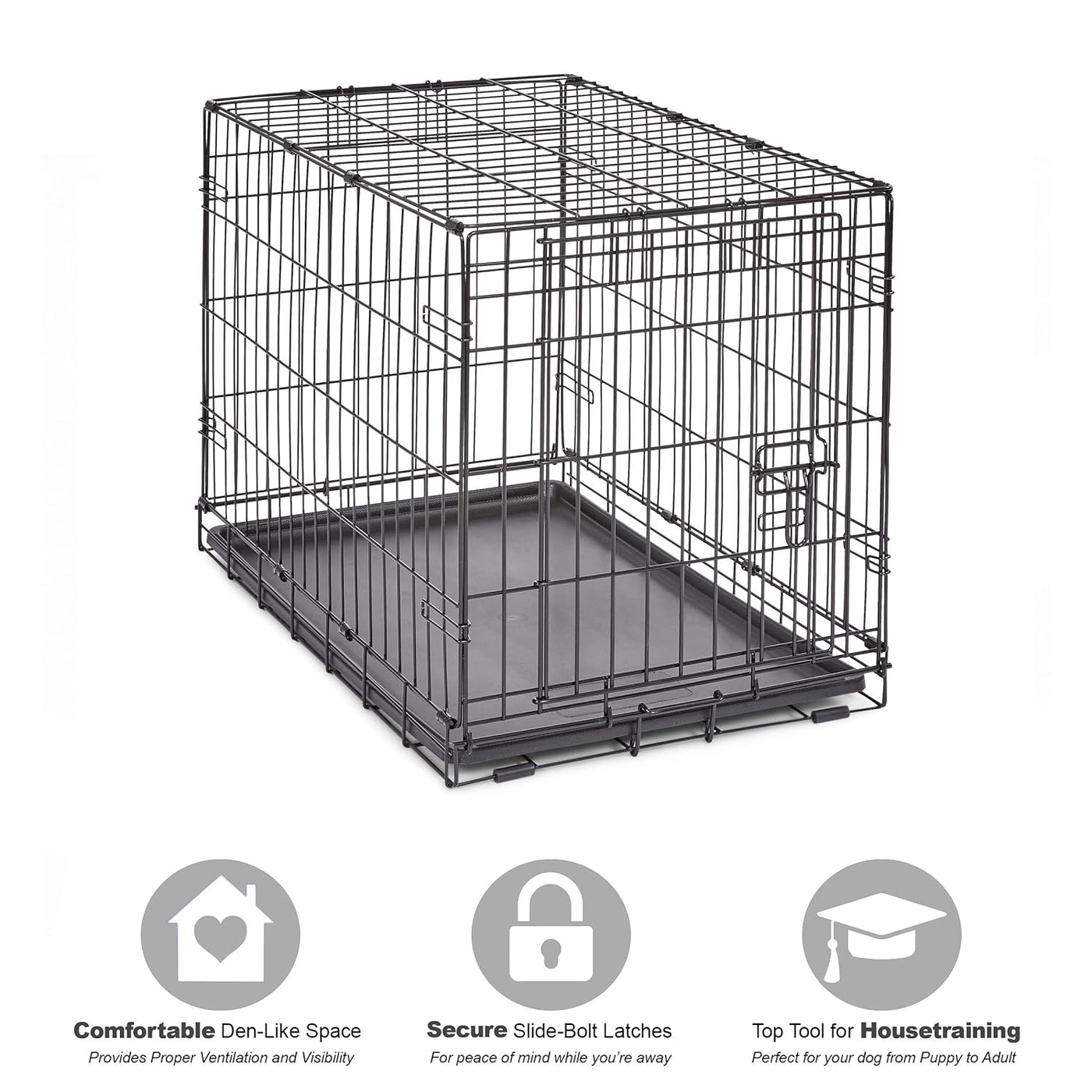 New World Single Door Dog Crate - 30 Inch, Enhanced, Leak-Proof Pan, Patented Features