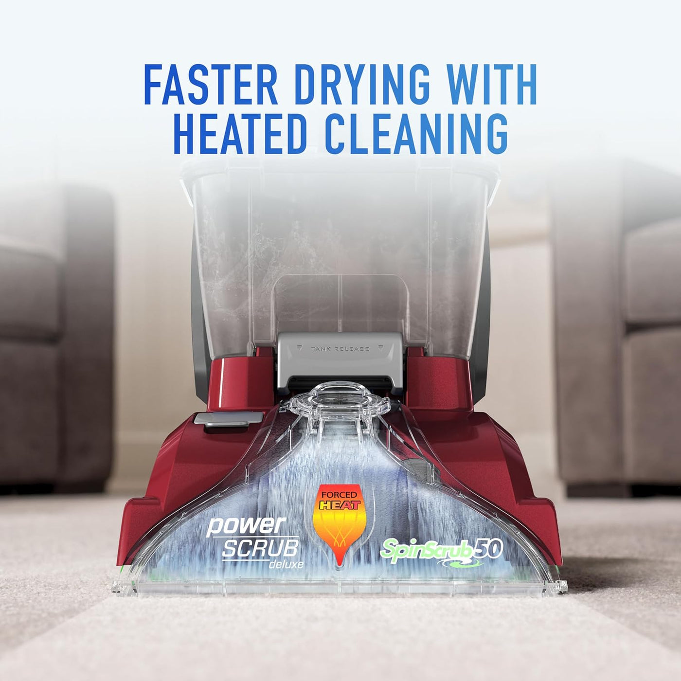 Hoover PowerScrub Deluxe Carpet Cleaner Machine, Upright Shampooer, FH50150NC, Red