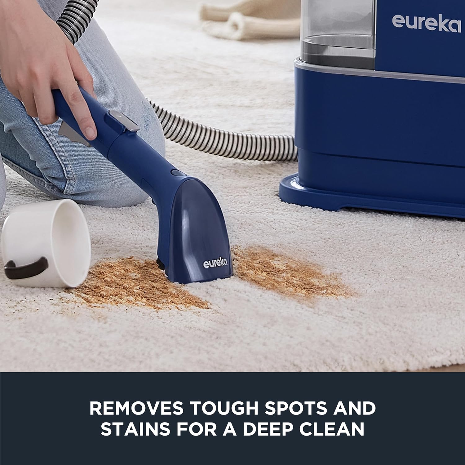 EUREKA Portable Carpet Cleaner - Pet Stain Remover - 50.7oz Water Tank - NEY100 with Cleaning Formula