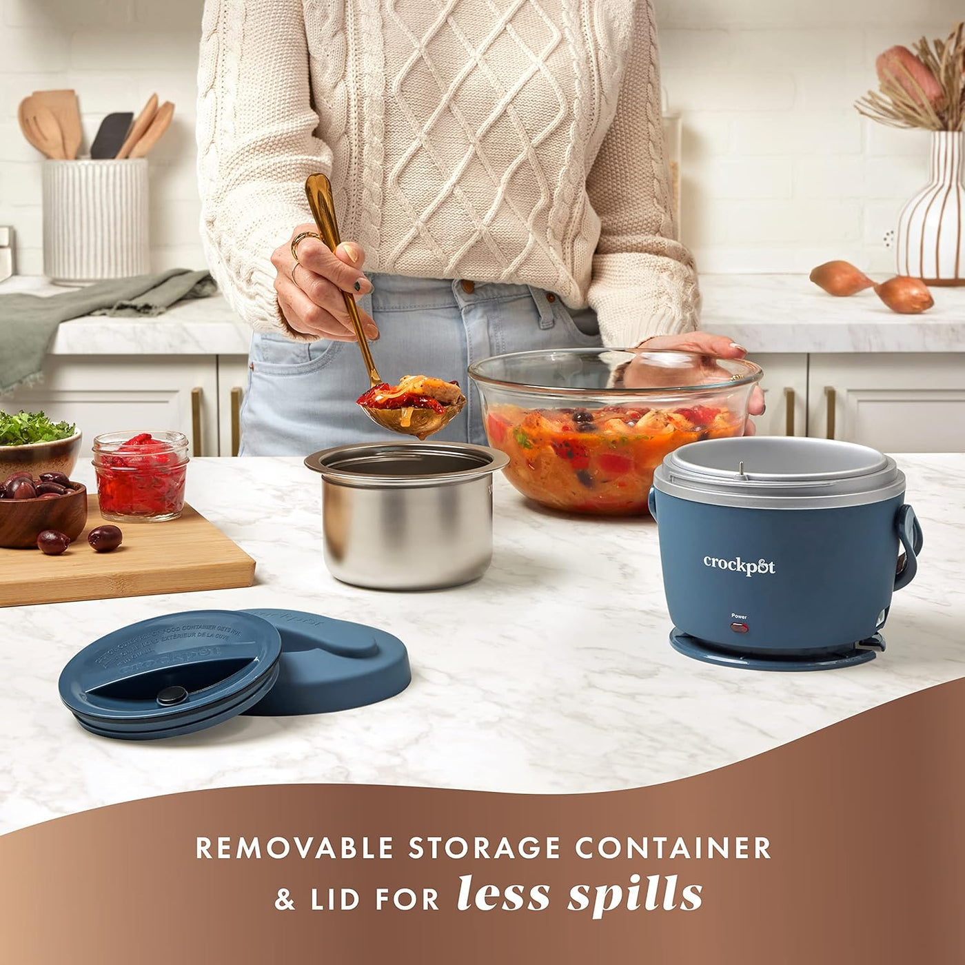 Crock-Pot Electric Lunch Box - Portable Food Warmer, 20-Ounce, Faded Blue