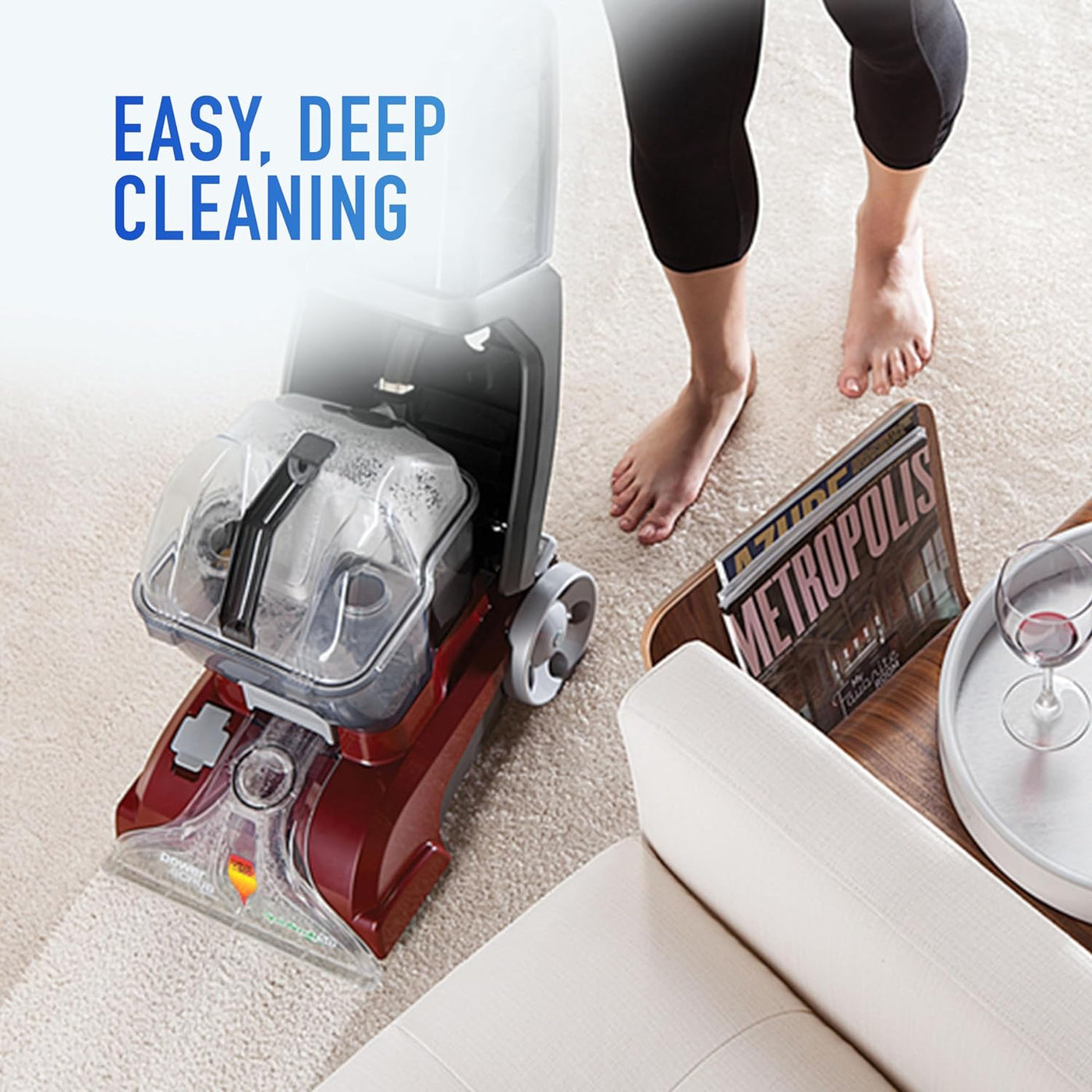 Hoover PowerScrub Deluxe Carpet Cleaner Machine, Upright Shampooer, FH50150NC, Red