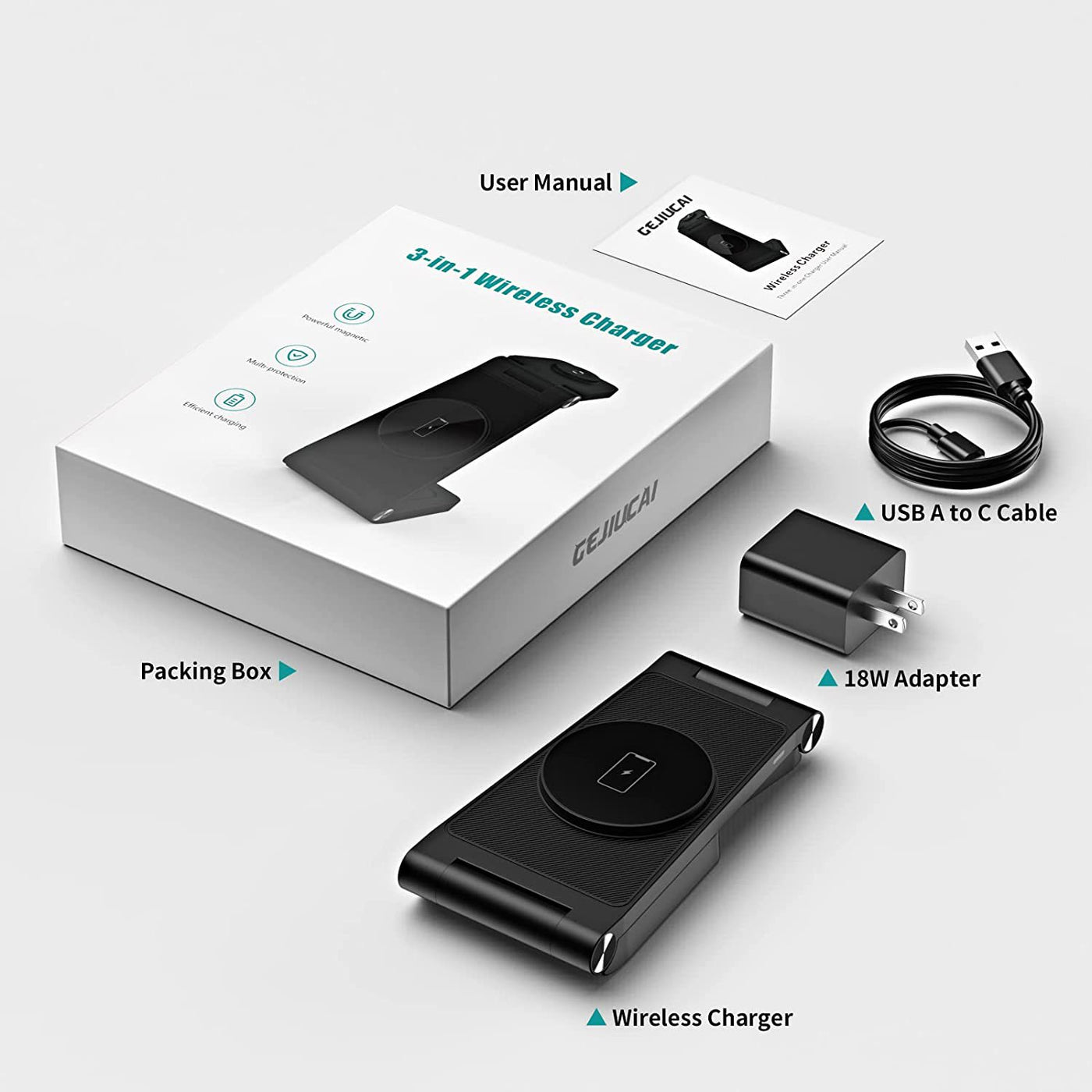 New Vertical Folding Magnetic Three-in-one Wireless Charger
