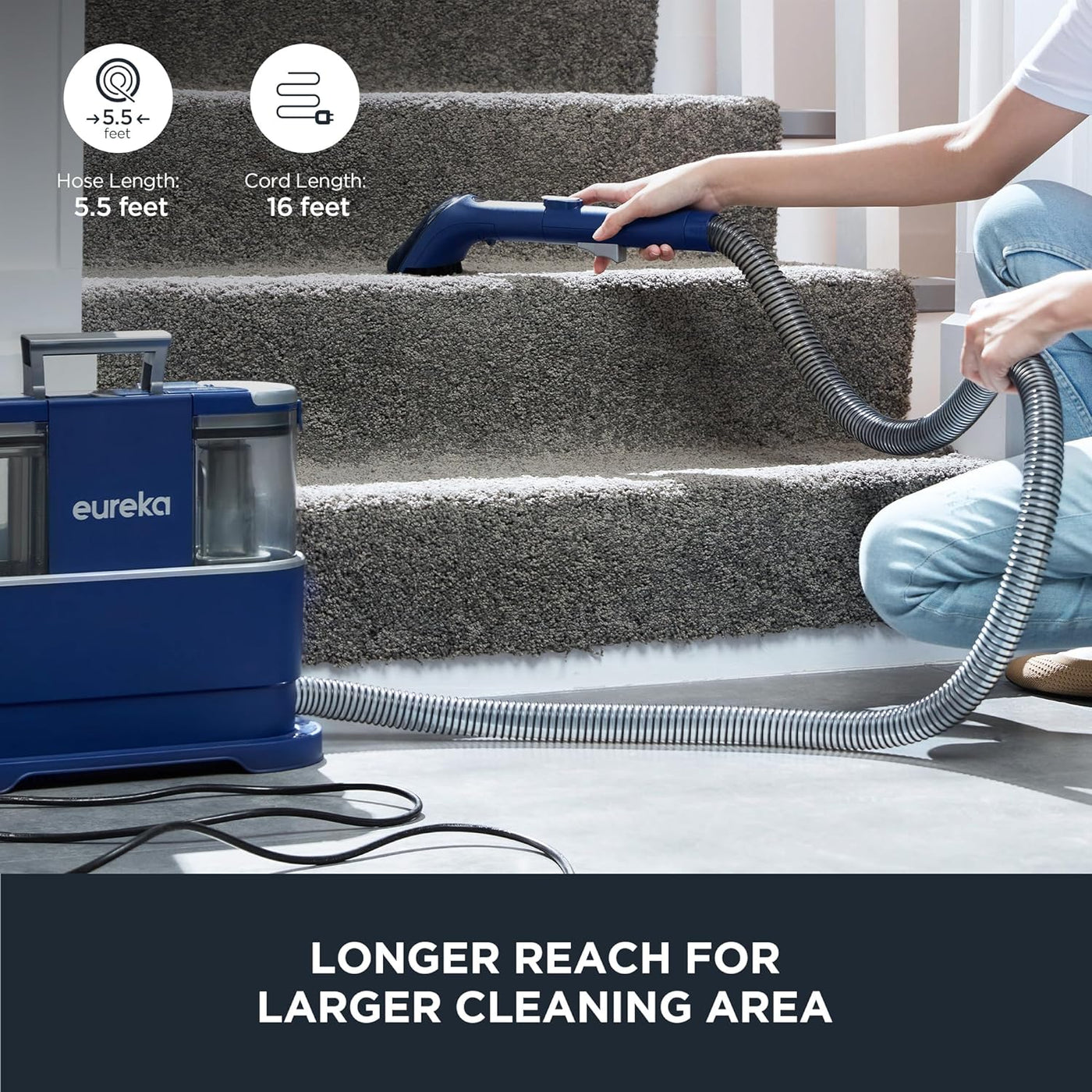 EUREKA Portable Carpet Cleaner - Pet Stain Remover - 50.7oz Water Tank - NEY100 with Cleaning Formula