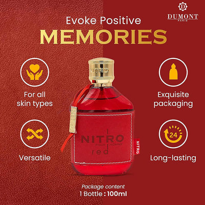 Nitro Red Eau de Parfum for Men, 3.4 oz - Fruit, Wood, Floral