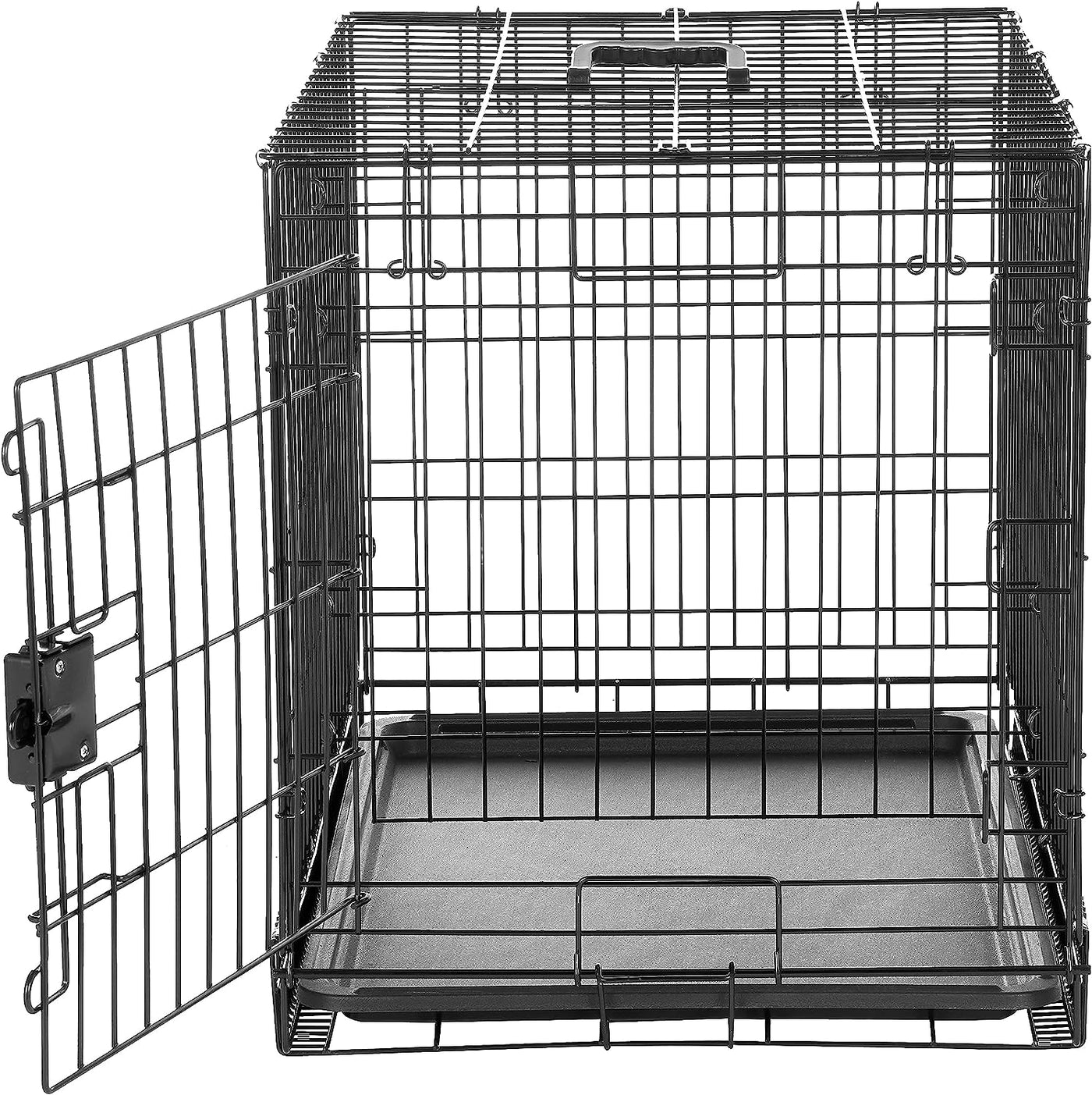 Foldable Metal Wire Dog Crate - 30x19x21 Inches, Divider, Single Door, Black