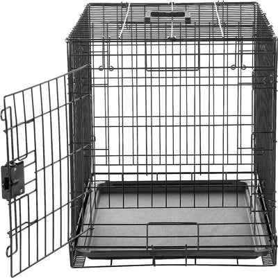Foldable Metal Wire Dog Crate - 30x19x21 Inches, Divider, Single Door, Black