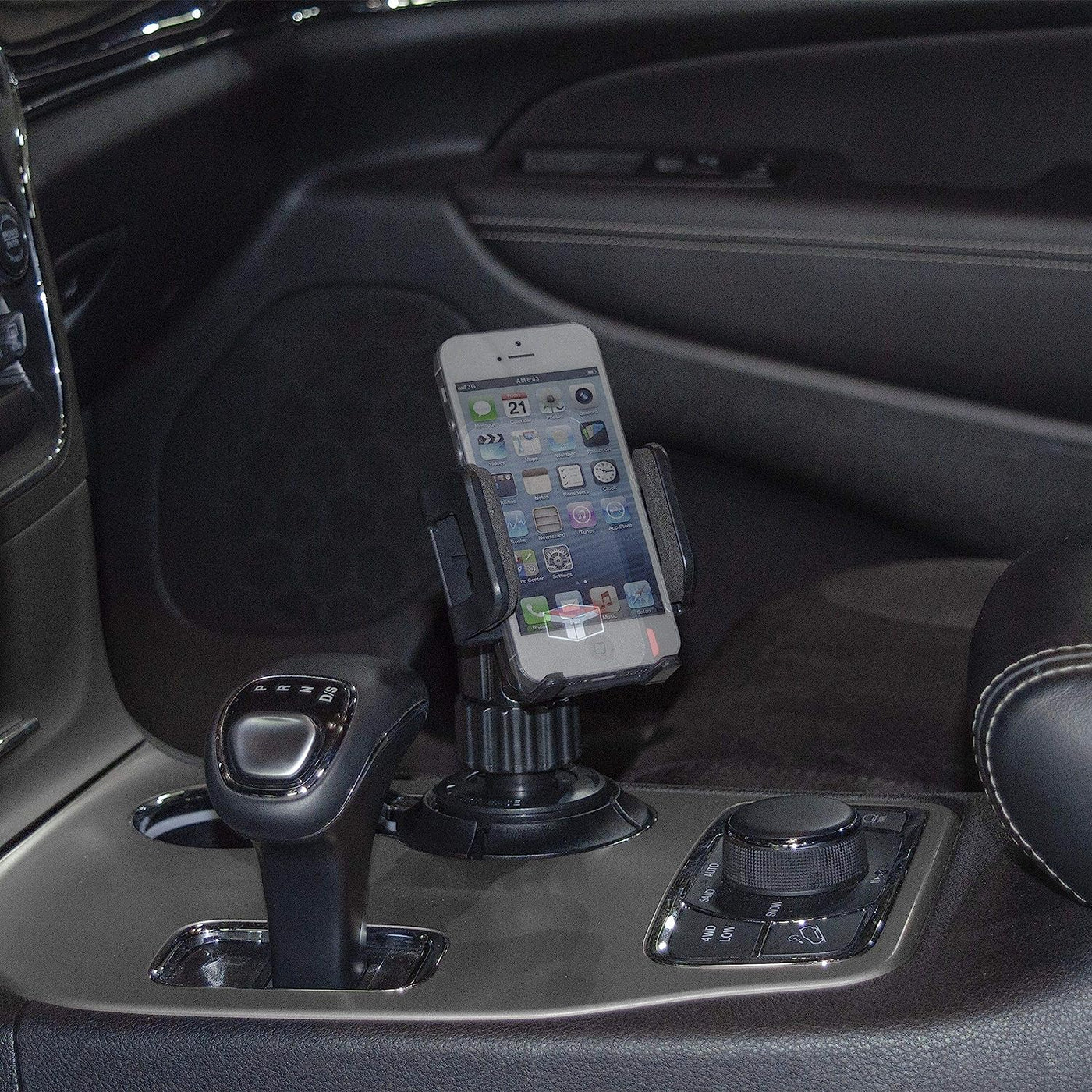 TUFF TECH Cup Holder Car Mount - Universal Phone Holder, Adjustable Base, Black