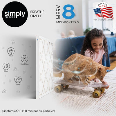 Simply by MervFilters 20x20x1 MERV 8 Air Filter, 6 Pack