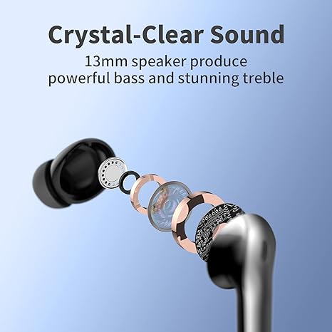 Wireless Earbuds with 60H Playback, Wireless Charging Case, IPX5 Waterproof, LED Display, Mic - For TV, Phone, Computer, Laptop, Sports