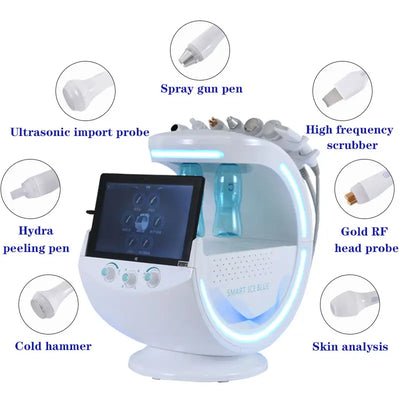 Personal Care Microdermabrasion Machine Skin Analyzer Beauty Appliances Multifunction Device Face Ice Blue